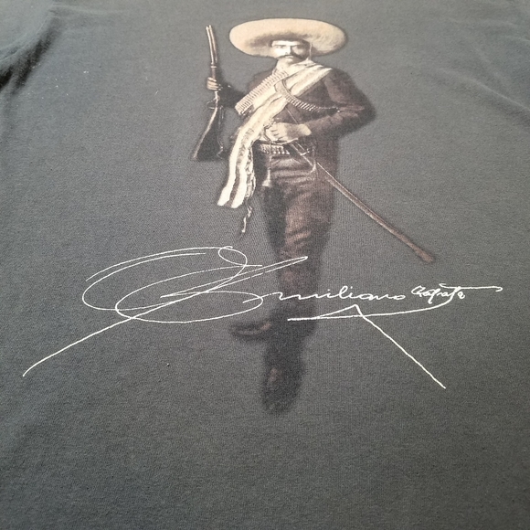 Vintage y2k Mexican Soldier Shirt Gray Medium Mens - Picture 2 of 9